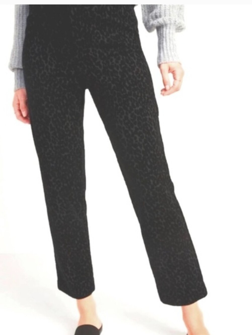 Old Navy Black Pixie Leopard-Print Straight Pants